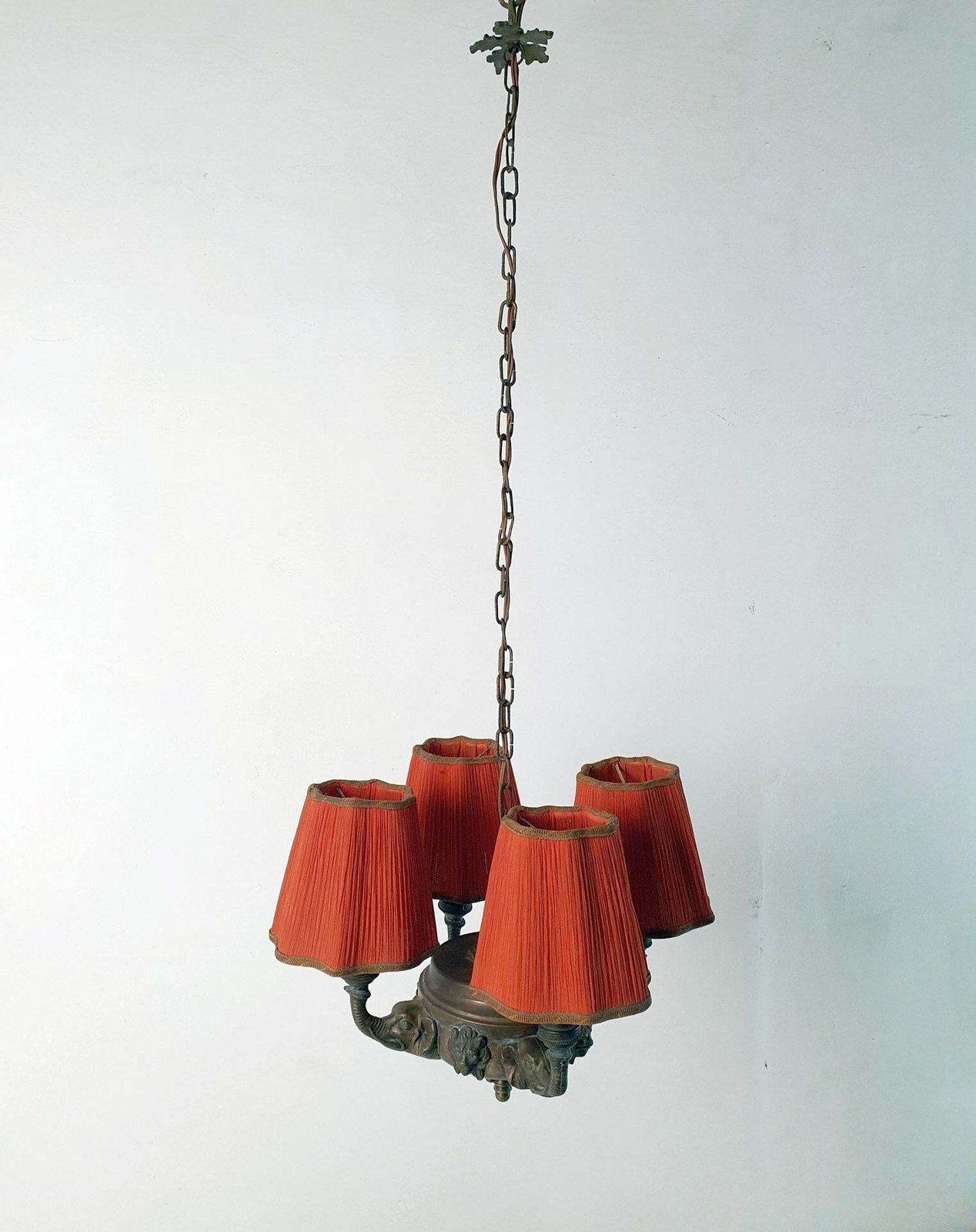 Victorian Antique Bronze Elephant Pendant Chandelier, France, 1900 photo for sale