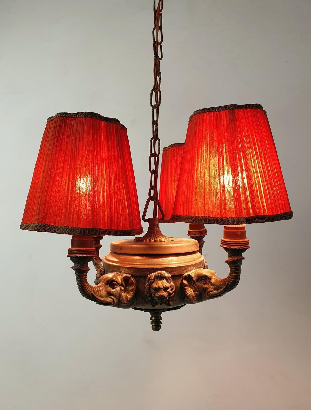 photo furniture Victorian Antique Bronze Elephant Pendant Chandelier, France, 1900