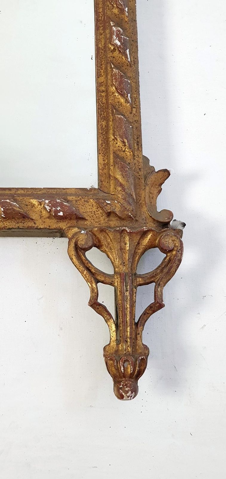 Italian Regency Overmantle Mirror, Hand Carved Wood & Stucco, 1930s photo vintage