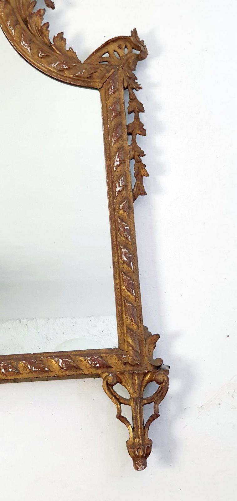 2885.0 Italian Regency Overmantle Mirror, Hand Carved Wood & Stucco, 1930s photo
