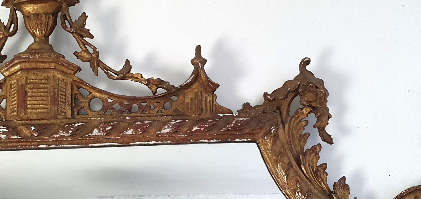 photo buy Italian Regency Overmantle Mirror, Hand Carved Wood & Stucco, 1930s