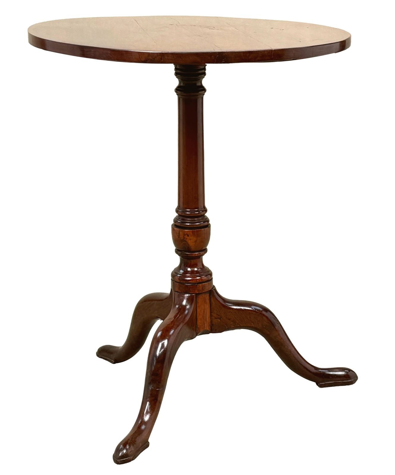 Rare 18th Century Georgian Solid Yew Wood Tripod Table (England, Circa 1750)