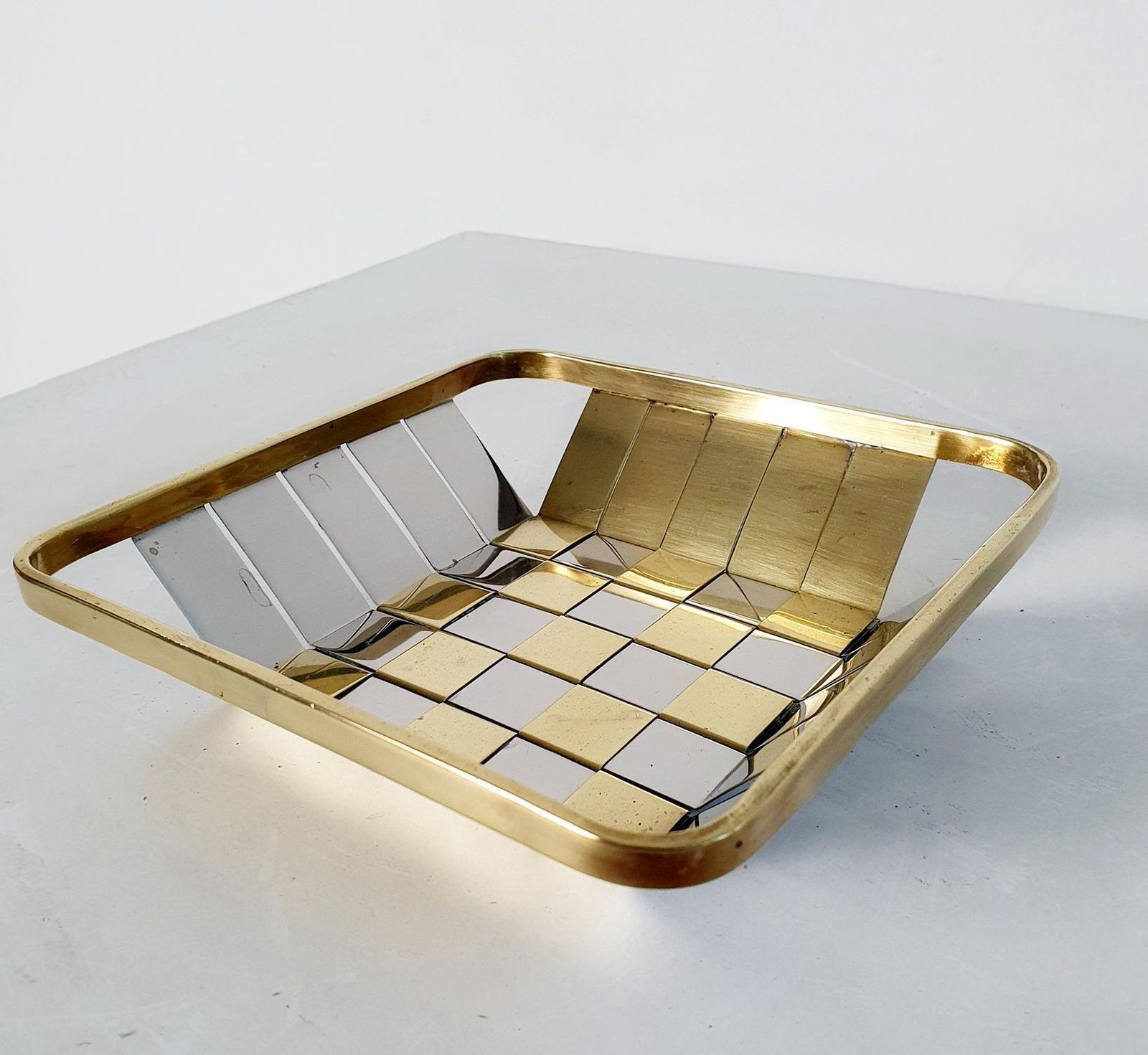 Italian Metal Basket In Silver And Gold, Modern Design, 1970s Style photo Home Decor