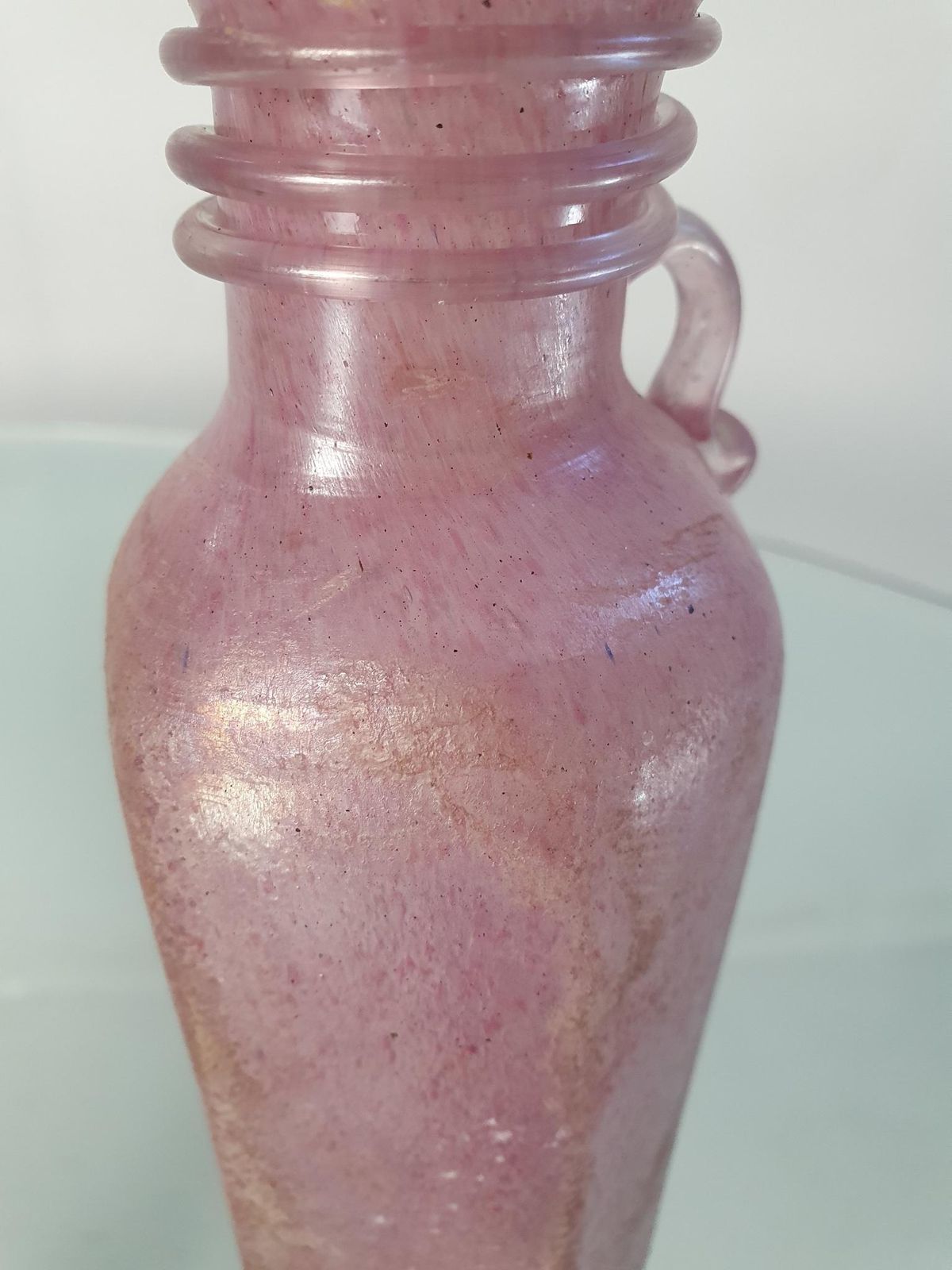 Pink Iridescent Scavo Vase By Archimede Seguso, Murano, 1950s photo vintage
