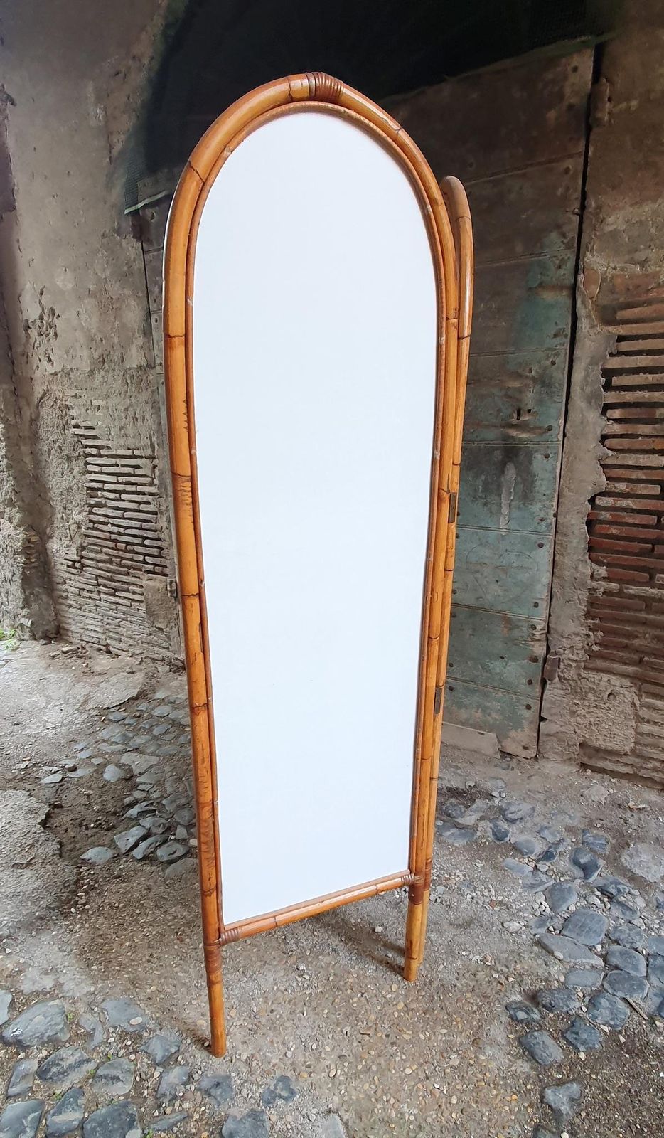 Italian Mid Century Modern Bamboo And Mirror Room Divider, 1960s photo Home Decor