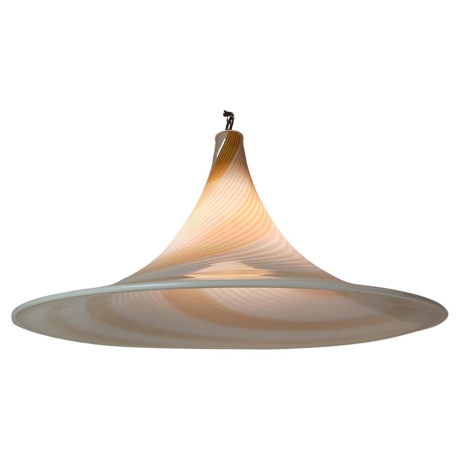Murano Glass Swirl Pendant Lamp, Handmade, Modern Design, Italy, 1970s