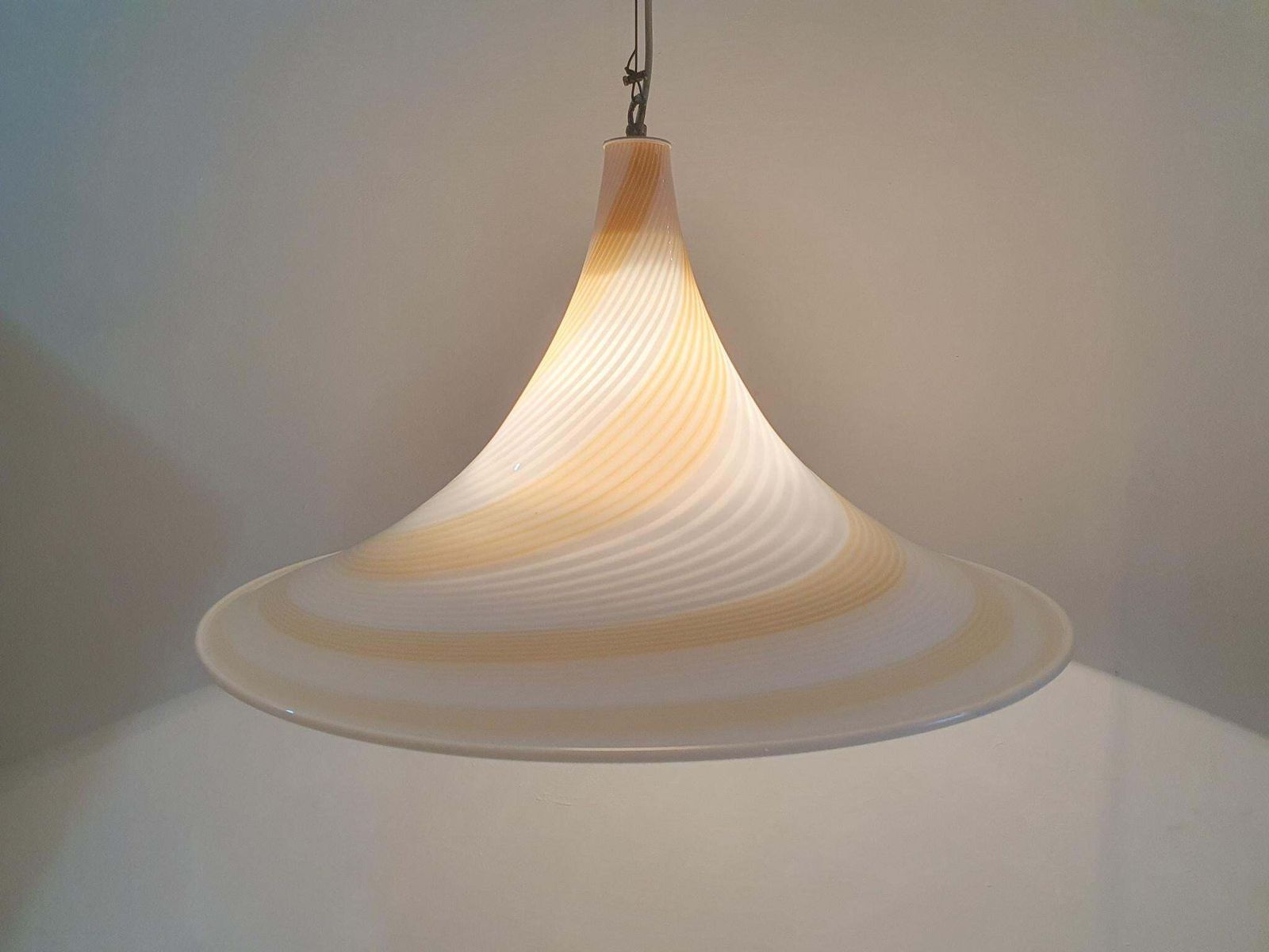 Murano Glass Swirl Pendant Lamp, Handmade, Modern Design, Italy, 1970s photo for sale