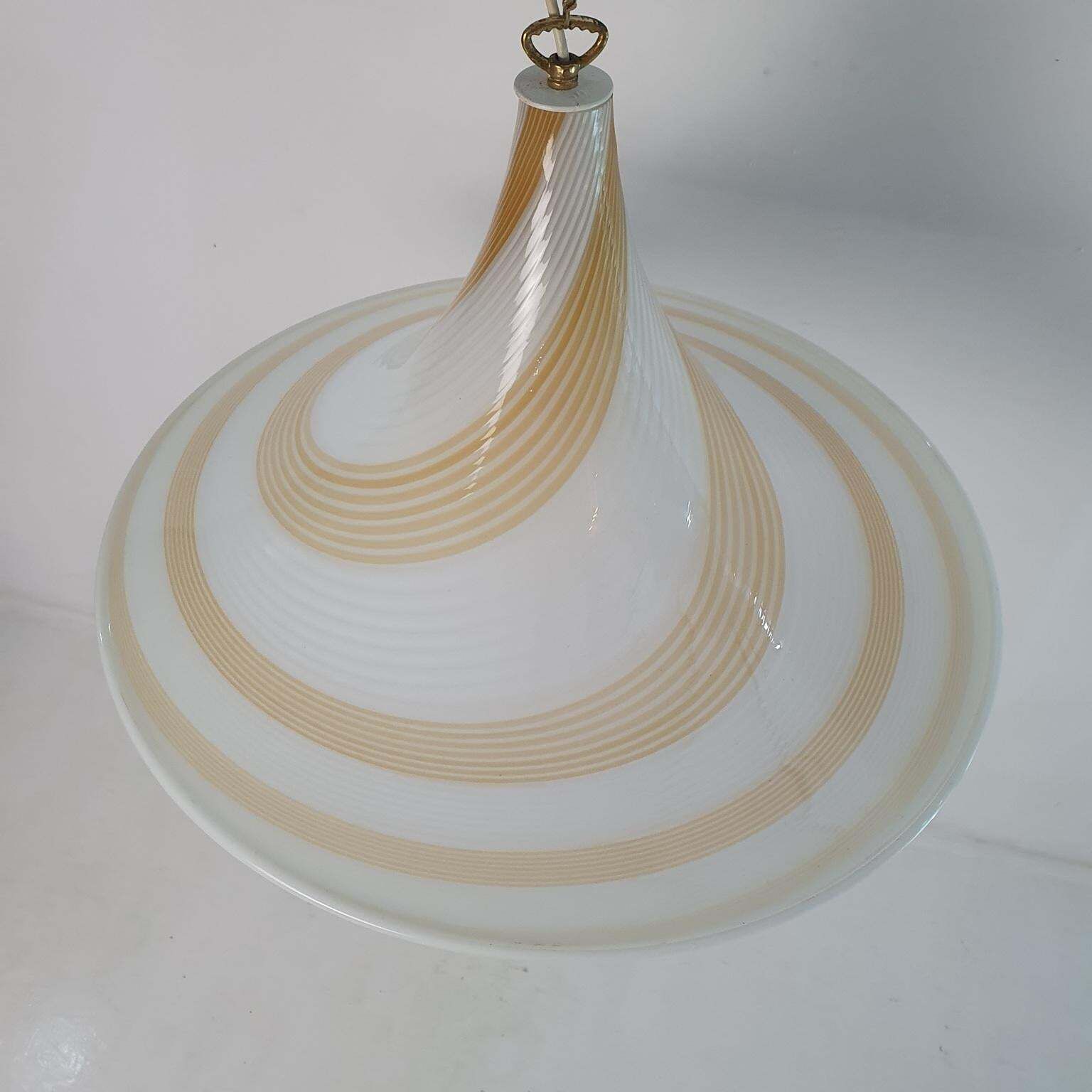 Murano Glass Swirl Pendant Lamp, Handmade, Modern Design, Italy, 1970s photo Lighting