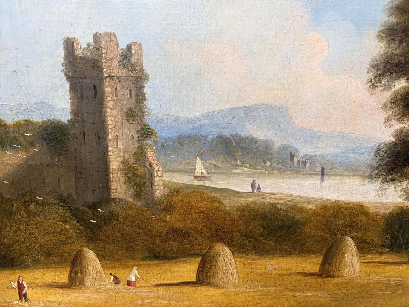 Fine Quality 18th Century Oil On Canvas Of Rural Scene photo vintage