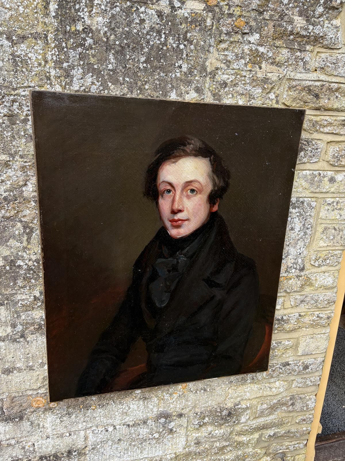 19th Century Oil On Canvas Portrait Of Gentleman photo vintage