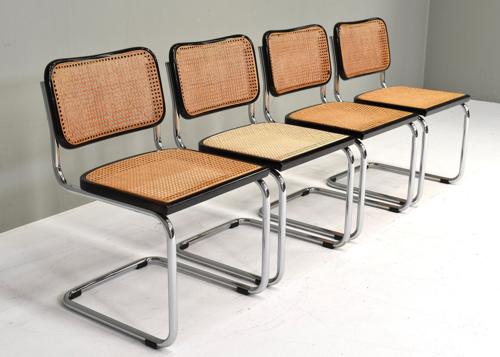 Set Of 4 Cesca Model B32 Chairs By Marcel Breuer – Italy, 1970 80's photo for sale