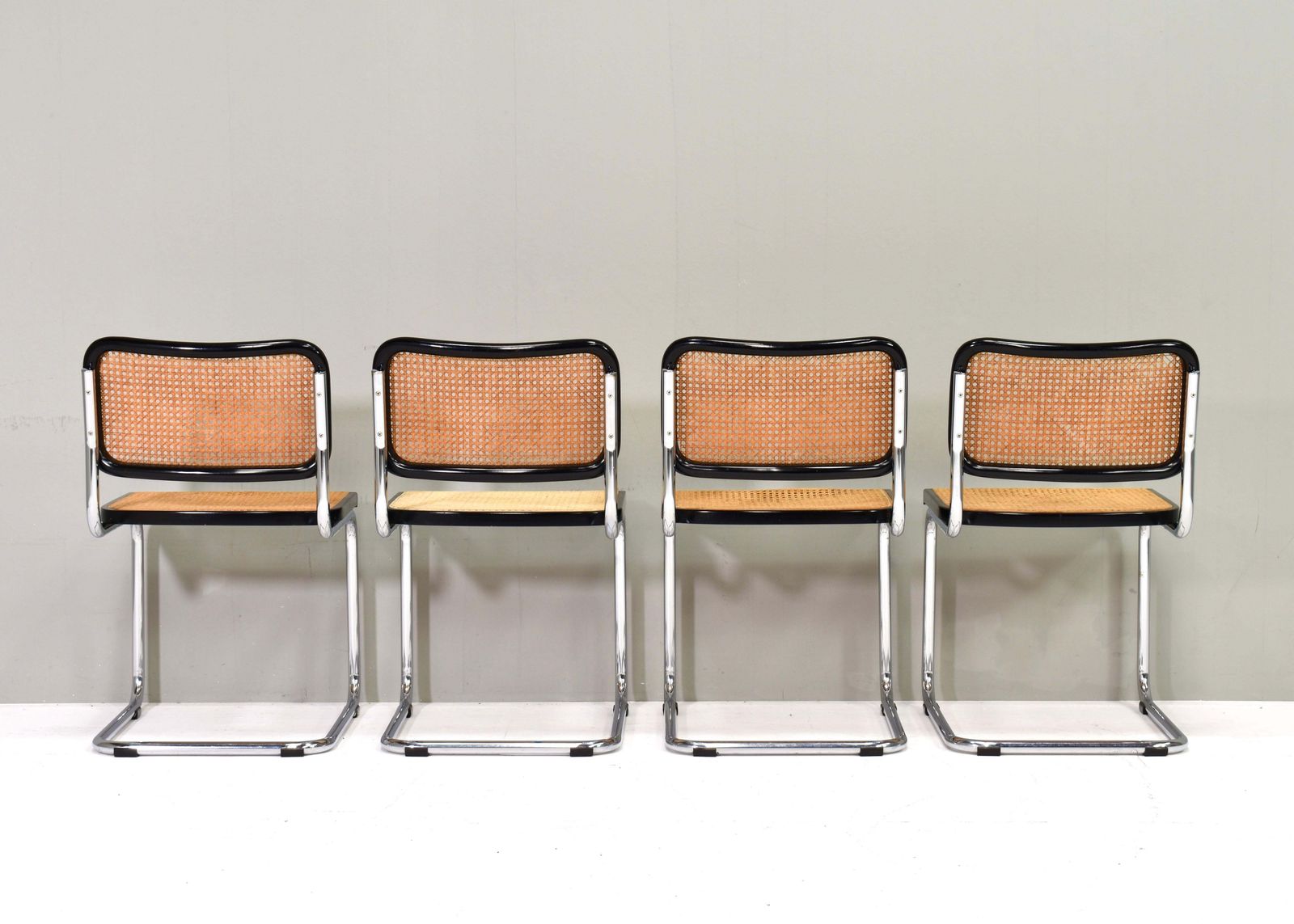 Set Of 4 Cesca Model B32 Chairs By Marcel Breuer – Italy, 1970 80's photo vintage