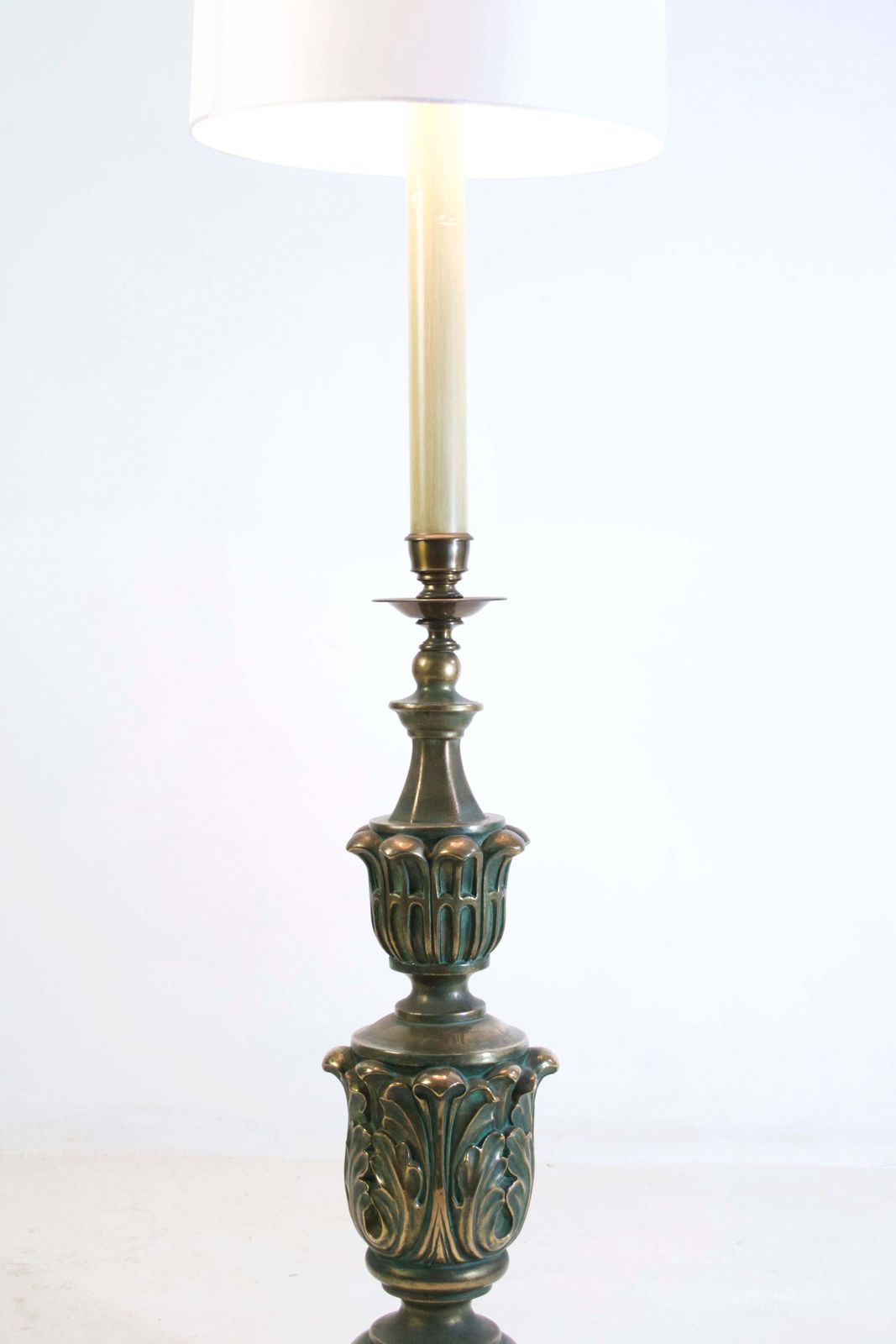Italian Art Deco Floor Lamp, Bronze And Ceramic, 1930s, Green And Gold photo Lighting