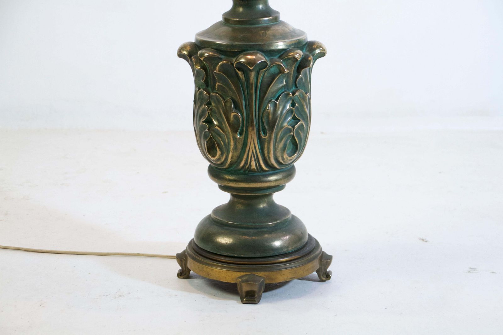 Italian Art Deco Floor Lamp, Bronze And Ceramic, 1930s, Green And Gold photo 4972.0