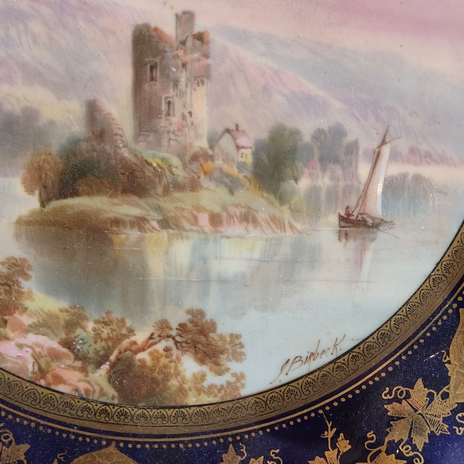 1100.0 Victorian Aynsley Landscape Cabinet Plates By Joseph Birbeck, C.1888 photo