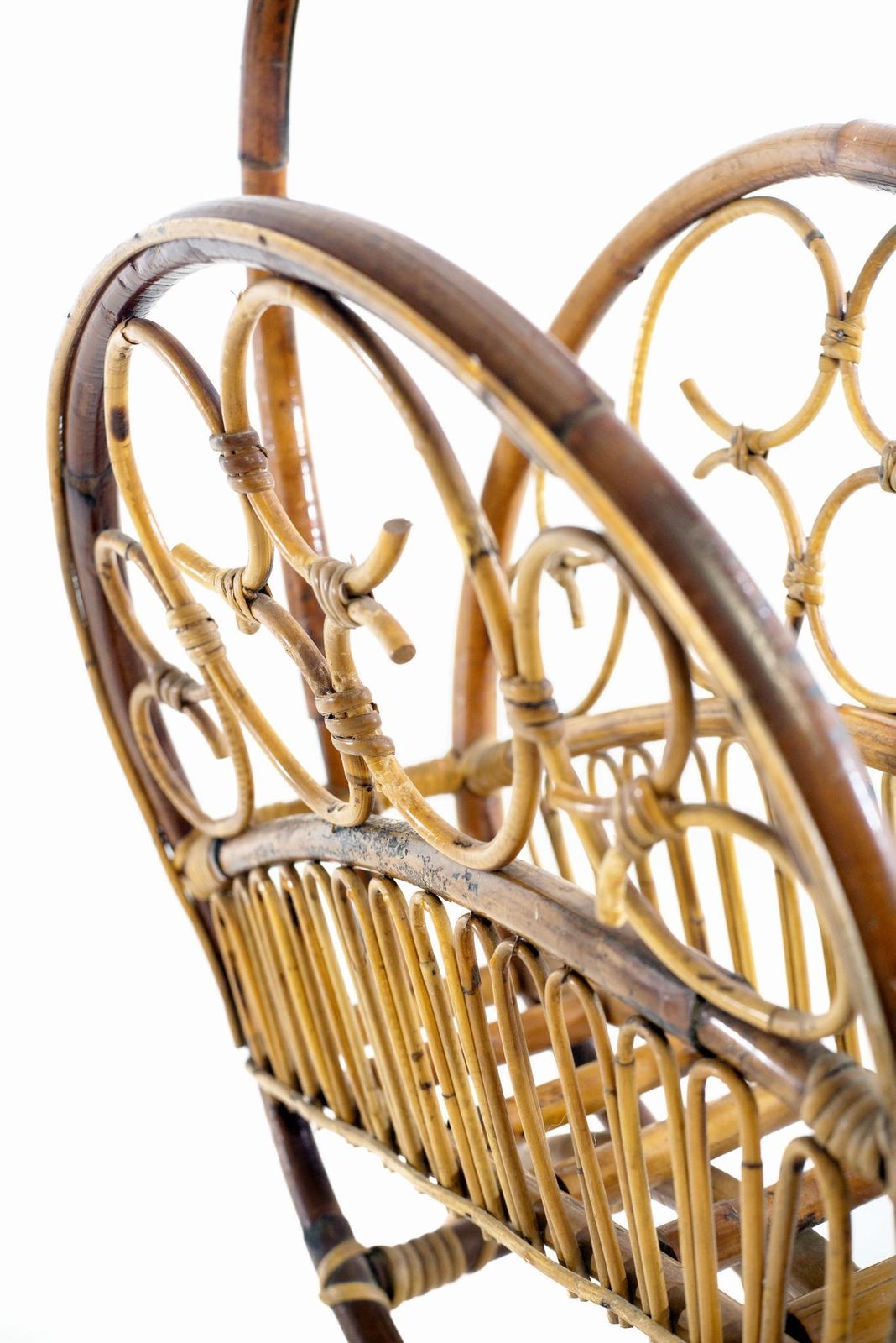 1960s Italian Vintage Boho Bamboo Magazine Rack By Franco Albini photo for sale