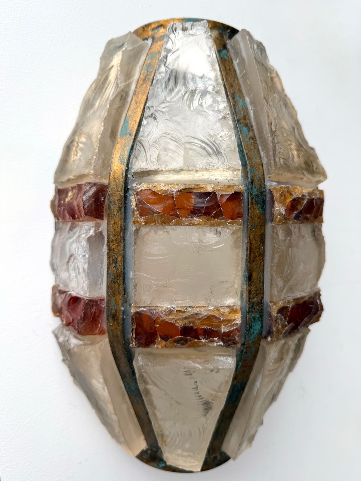 photo furniture Pair Of Hammered Glass Wrought Iron Sconces By Longobard, Italy, 1970s