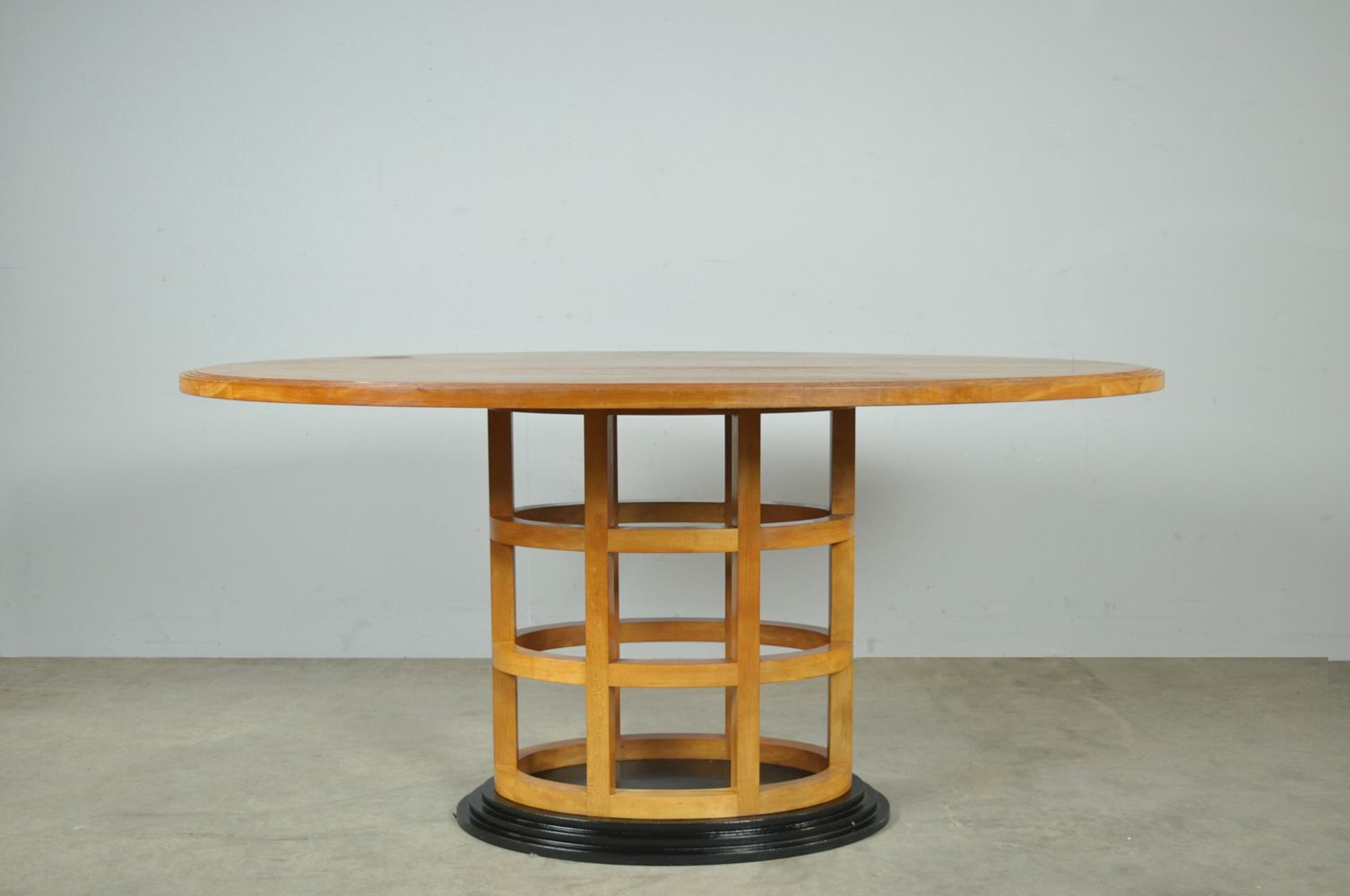 Bijzondere fruithouten eettafelset in art deco stijl, jaren 1980 photo vintage
