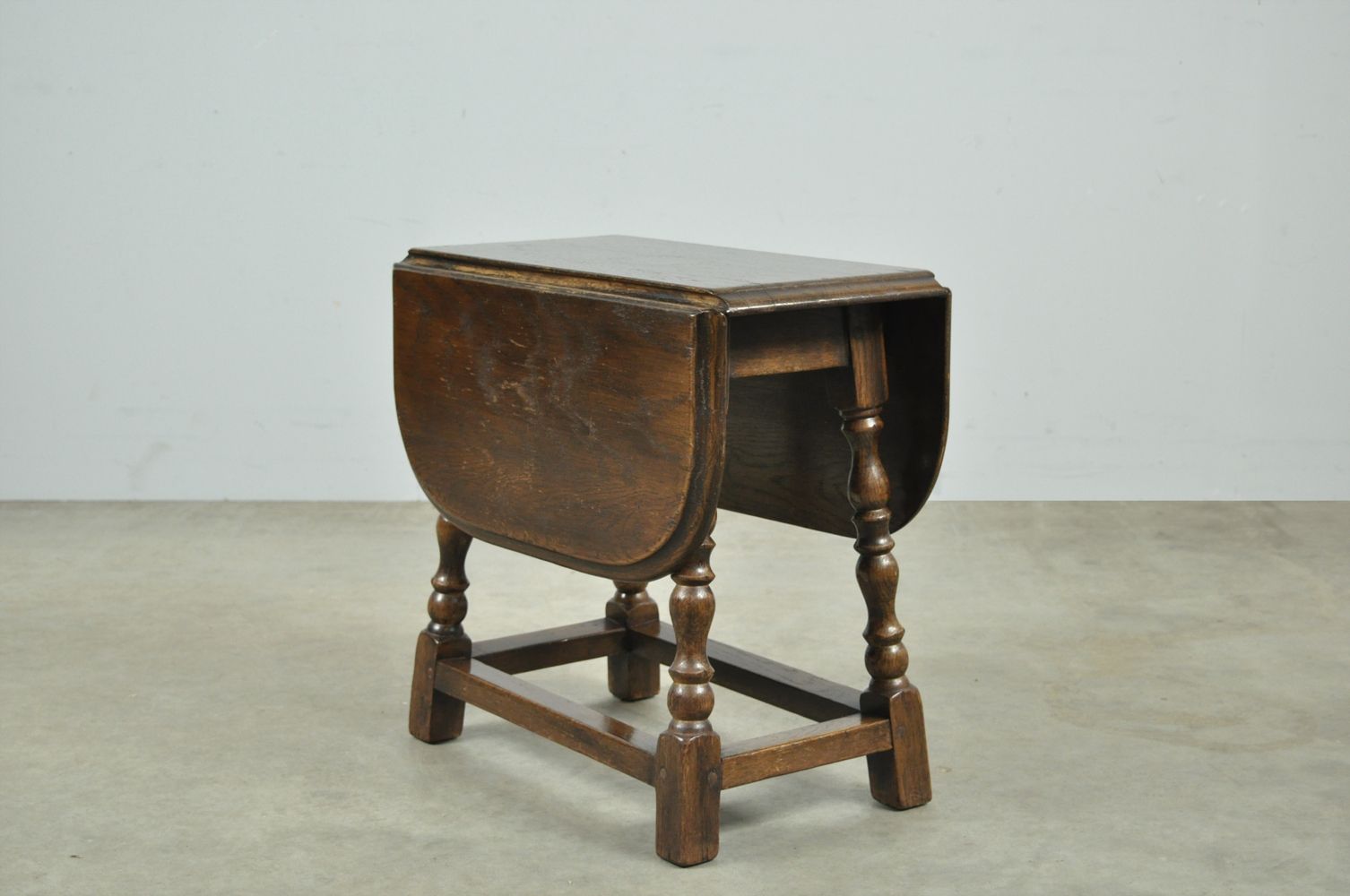 photo furniture Young Antique Oak Drop Leaf Side Tables, Netherlands 1920s