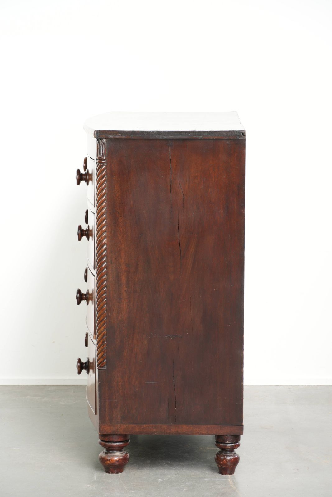 Beautiful Large Antique 19th Century English Bow Front Chest Of Drawers/Commode With Ornate Details photo 1108.0