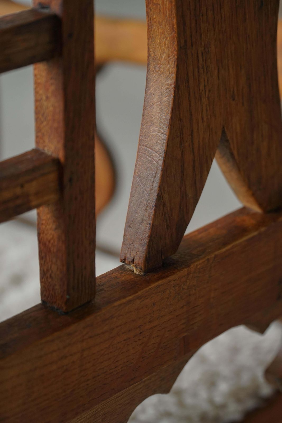 photo buy Danish Folk Art Armchair In Oak & Lambswool Seat, Early 20th Century, 1930s