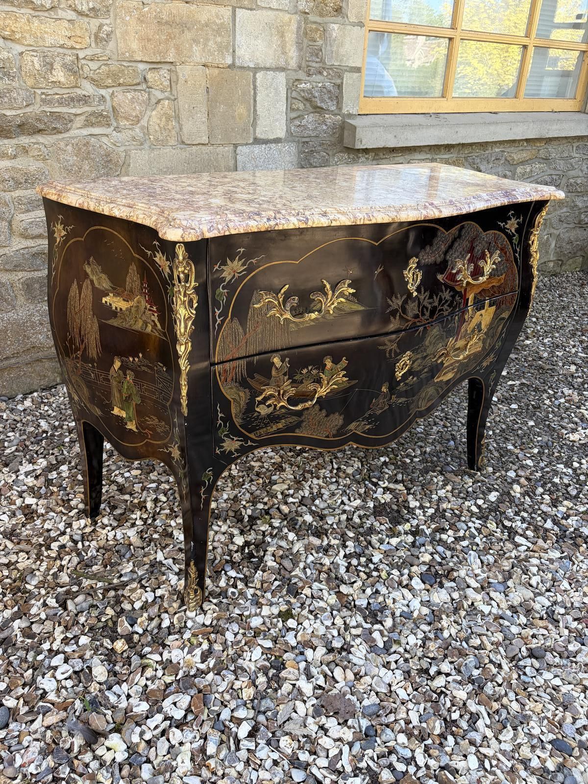 Chinoiserie Decorated Marble Top Commode photo Furniture
