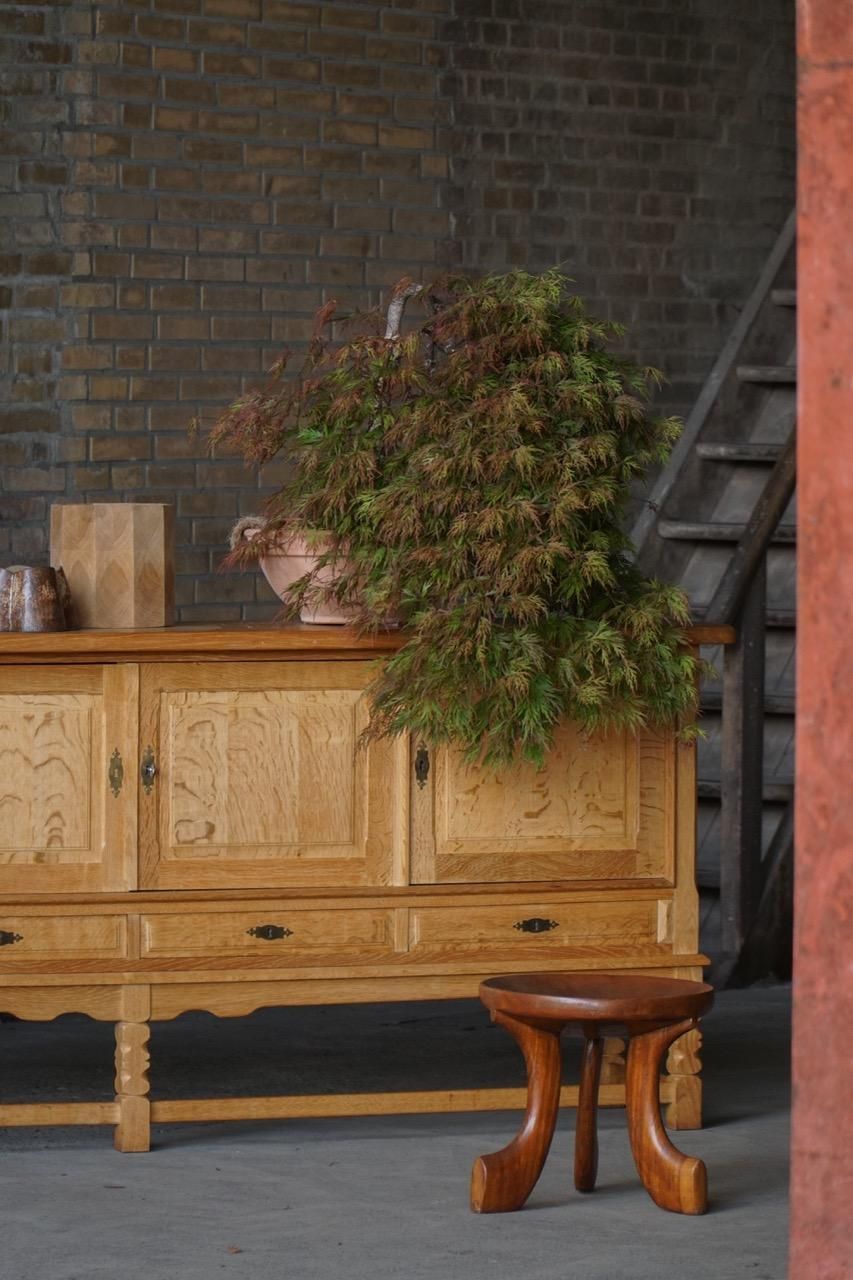 Danish Mid Century, Brutalist Sideboard In Oak, Henning Kjærnulf, 1960s photo Furniture
