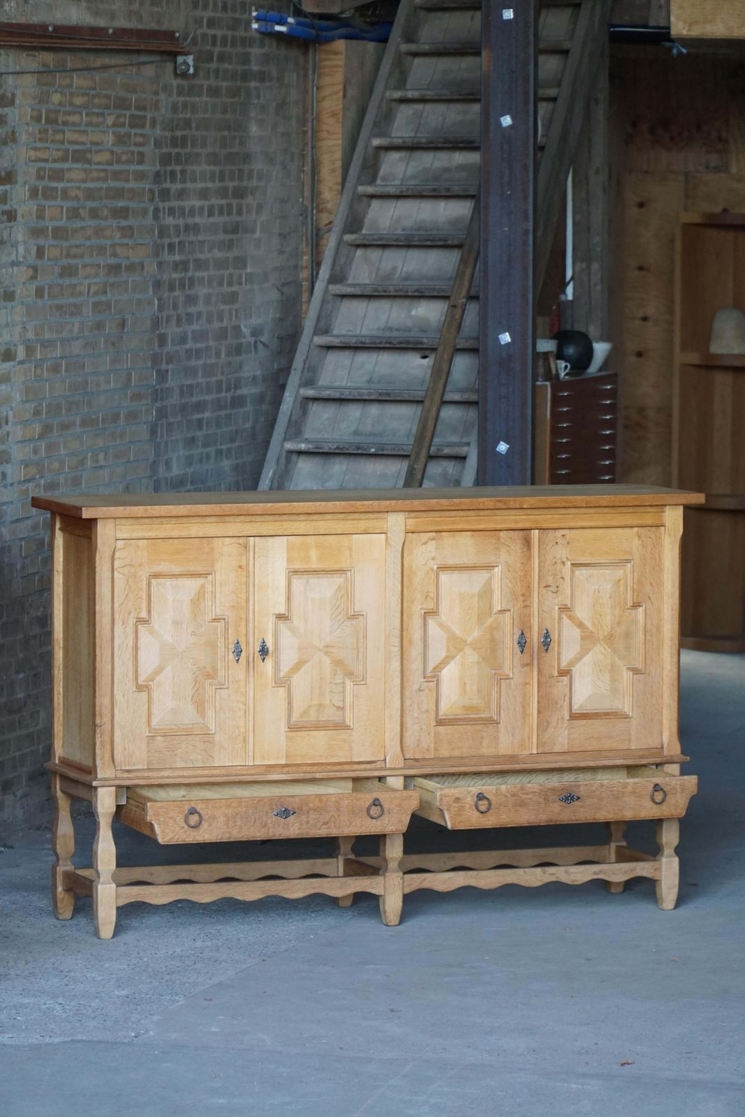 Furniture Henning Kjærnulf, Oak Sideboard, Danish Mid Century, Nyrup Møbelfabrik, 1960s photo