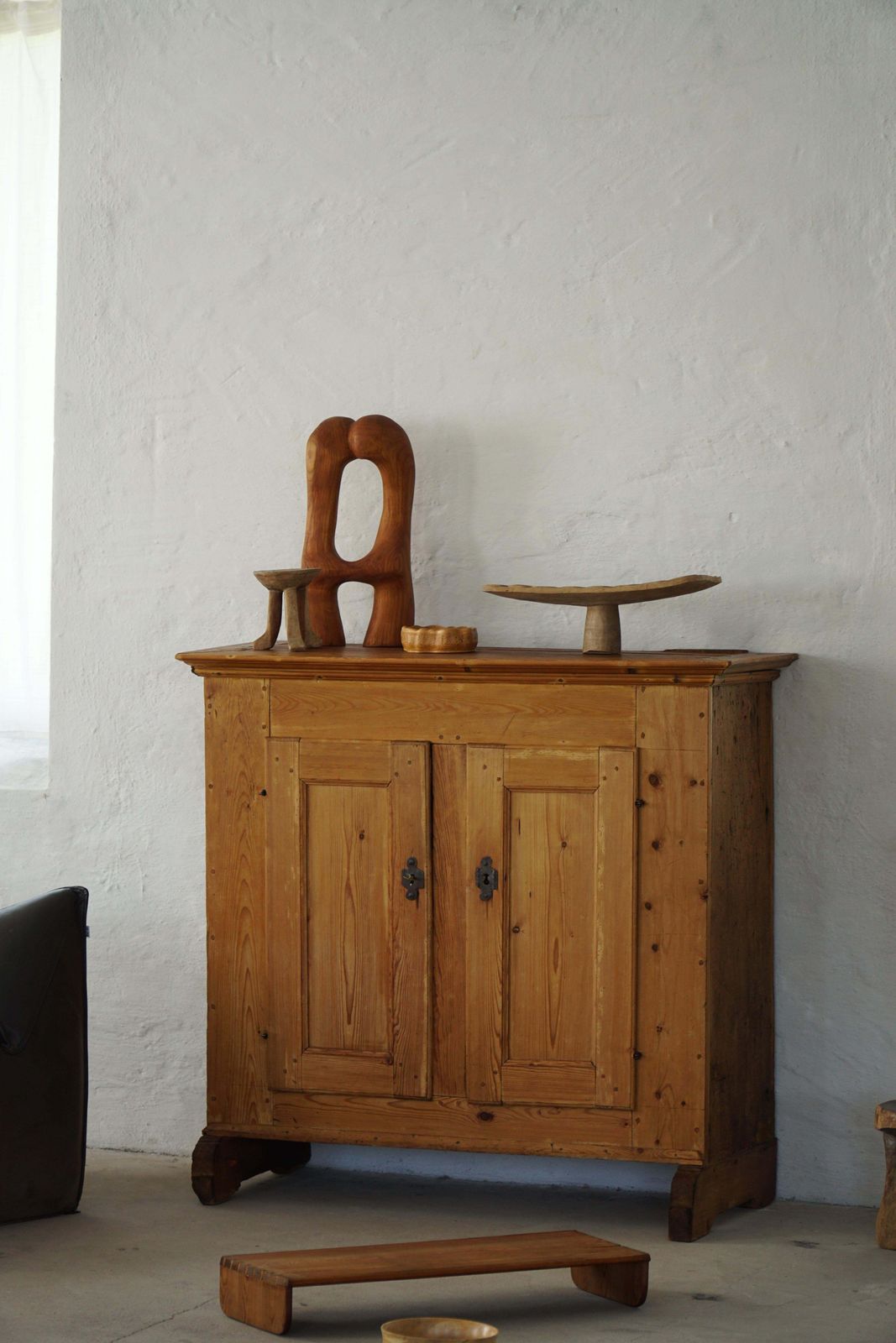 Danish Antique Pine Cabinet With Paneled Doors, Wabi Sabi, Late 18th Century photo vinterior