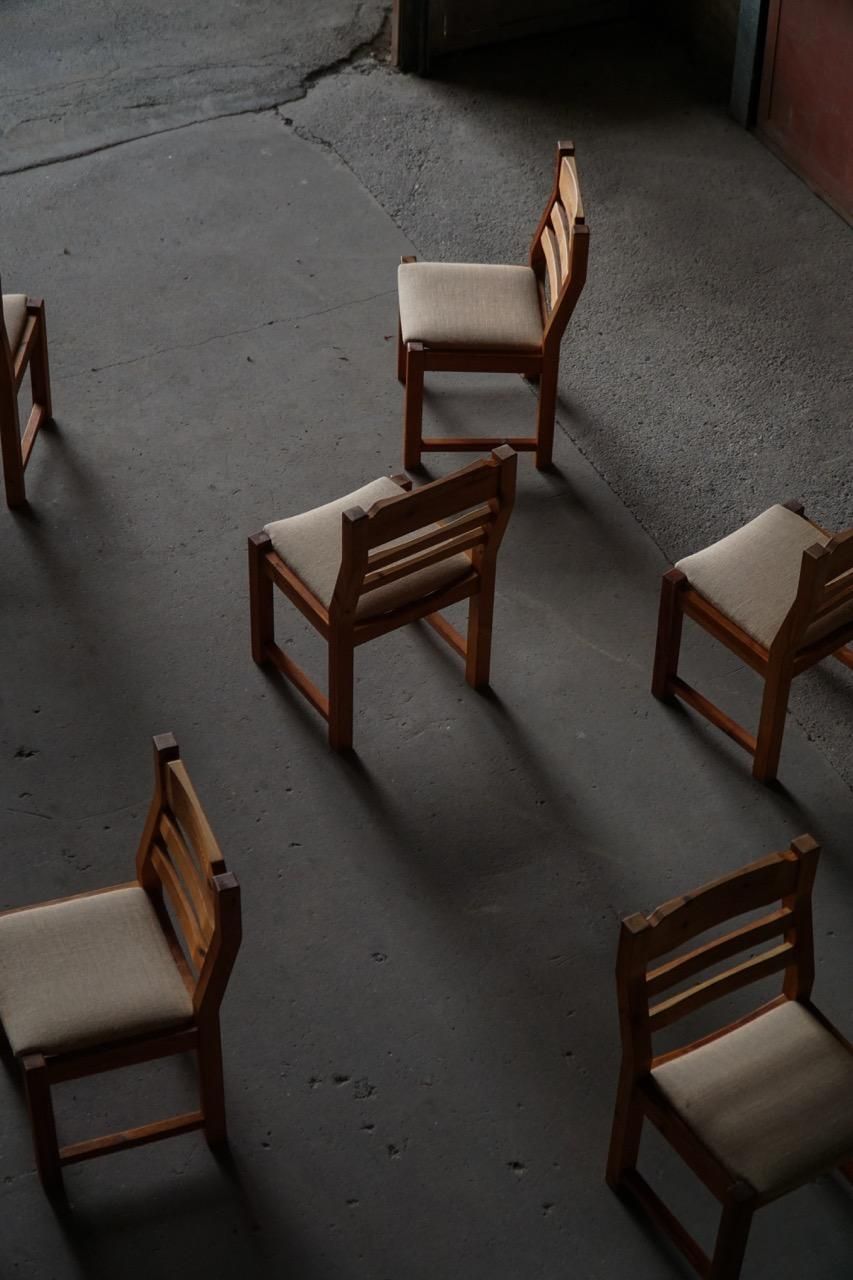 Set Of 6 Brutalist Chairs In Pine, Hans Jørgen Frydendal, Danish Modern, 1970s photo buy