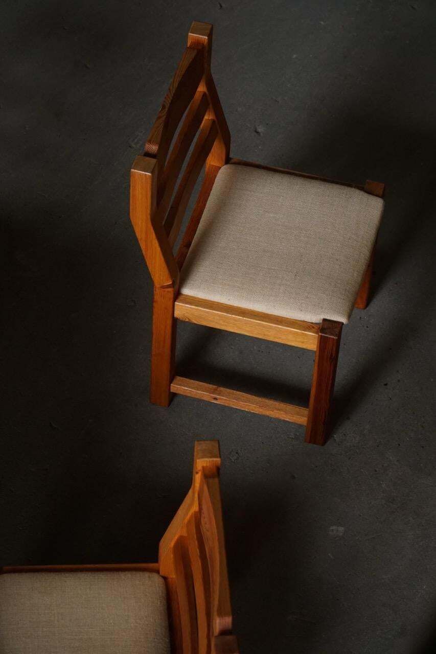 Set Of 6 Brutalist Chairs In Pine, Hans Jørgen Frydendal, Danish Modern, 1970s photo vintage