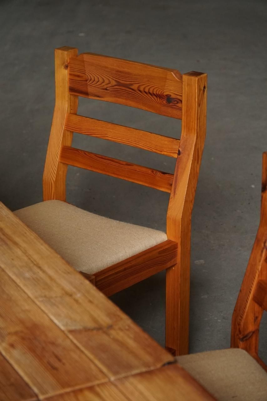 photo buy Set Of 6 Brutalist Chairs In Pine, Hans Jørgen Frydendal, Danish Modern, 1970s