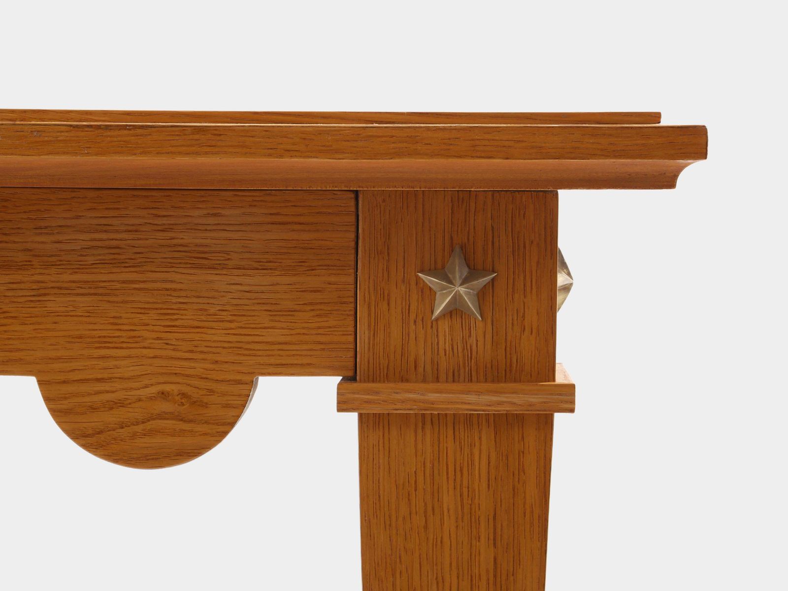 Maxime Old French Oak Wood Brass Green Suede Game Table 1940 photo vinterior