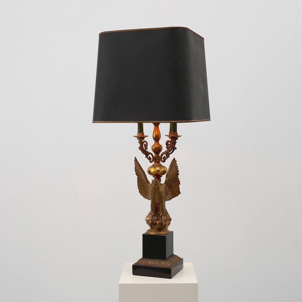 Hollywood Regency Lamp With Eagle By Deknudt, Belgium Ca. 1980