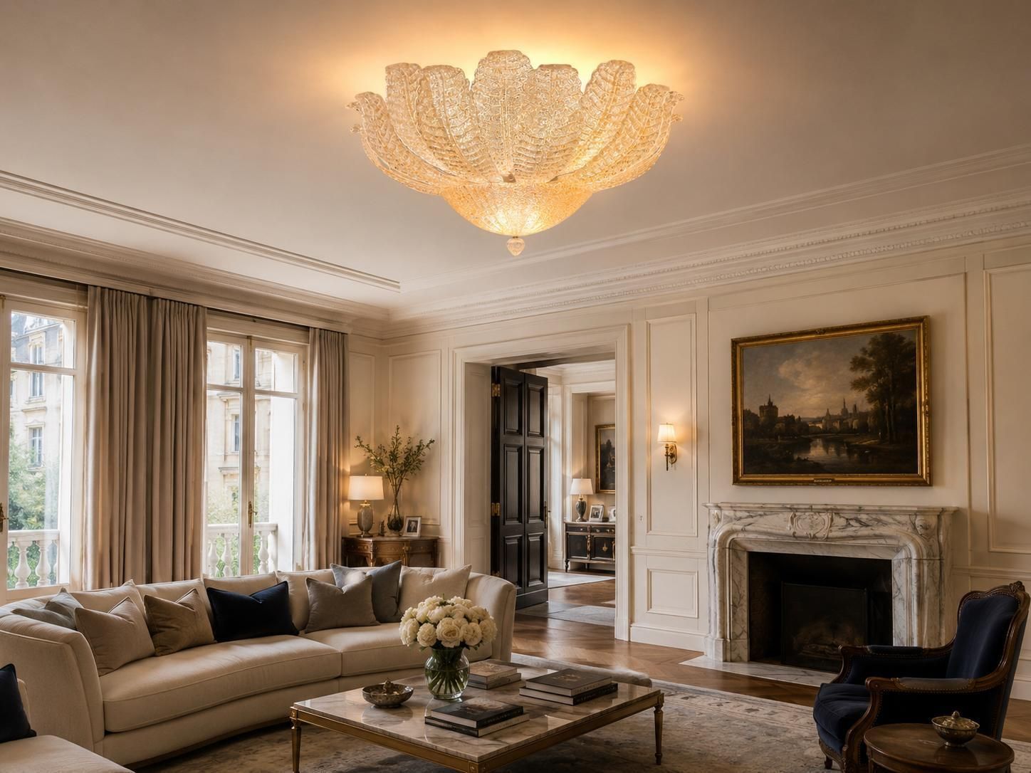 Ceiling Flush Mount, Murano, 1990s photo furniture