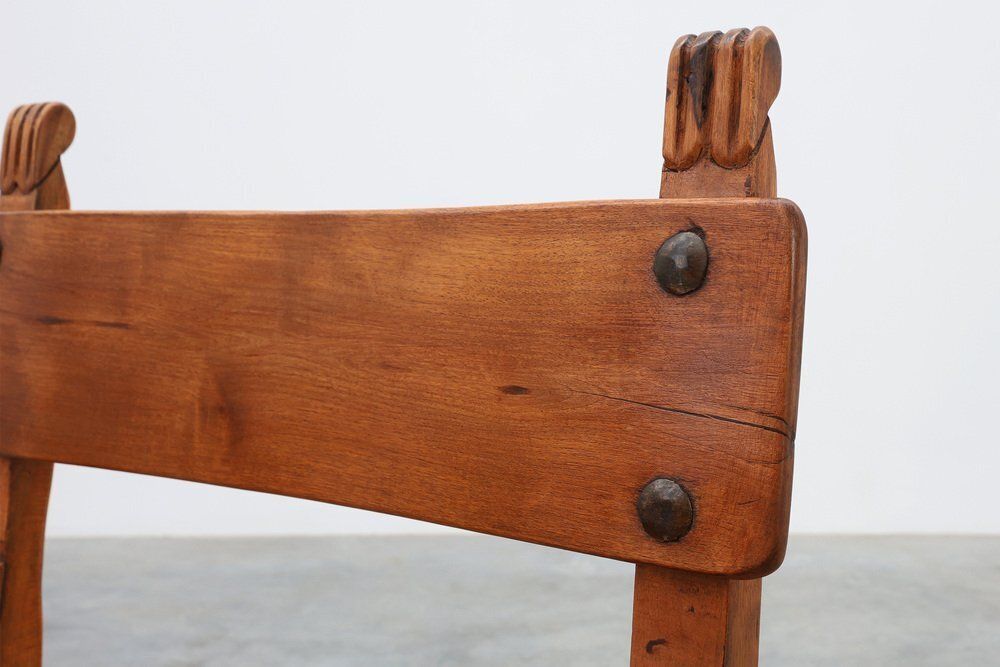 Rustic Carved Oak Side Chairs, Spain, 1900, Set Of 2 photo for sale