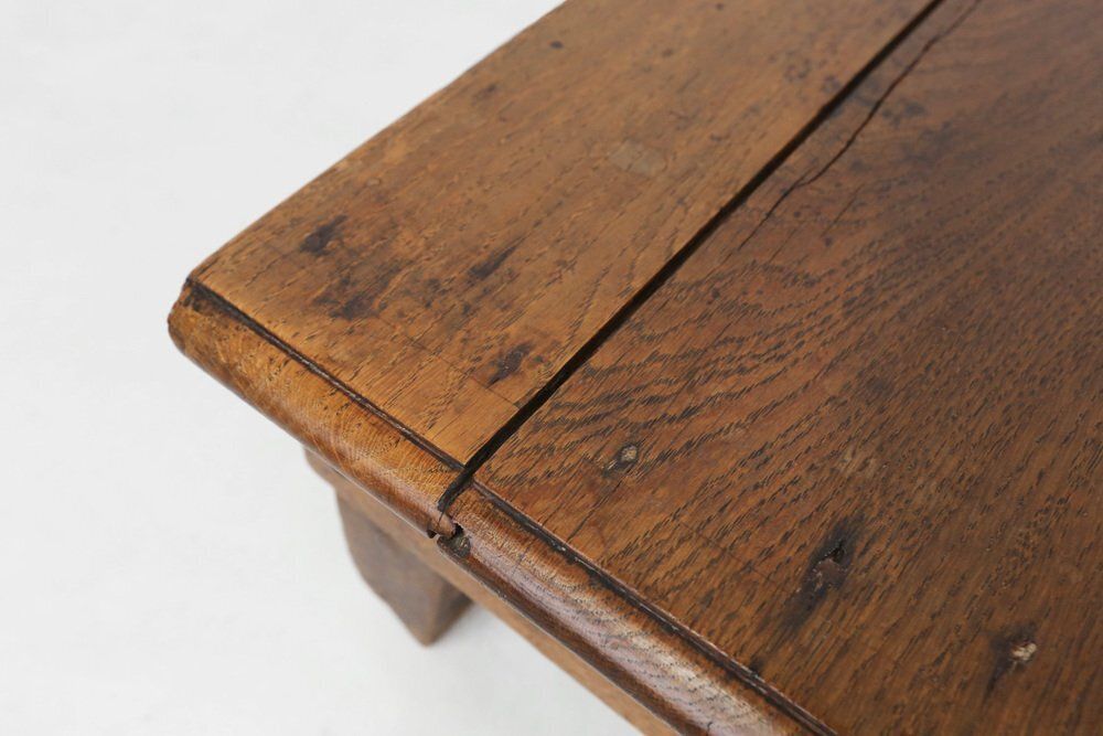 Rustic Low Church Stool In Oak, France, 1900 photo vintage