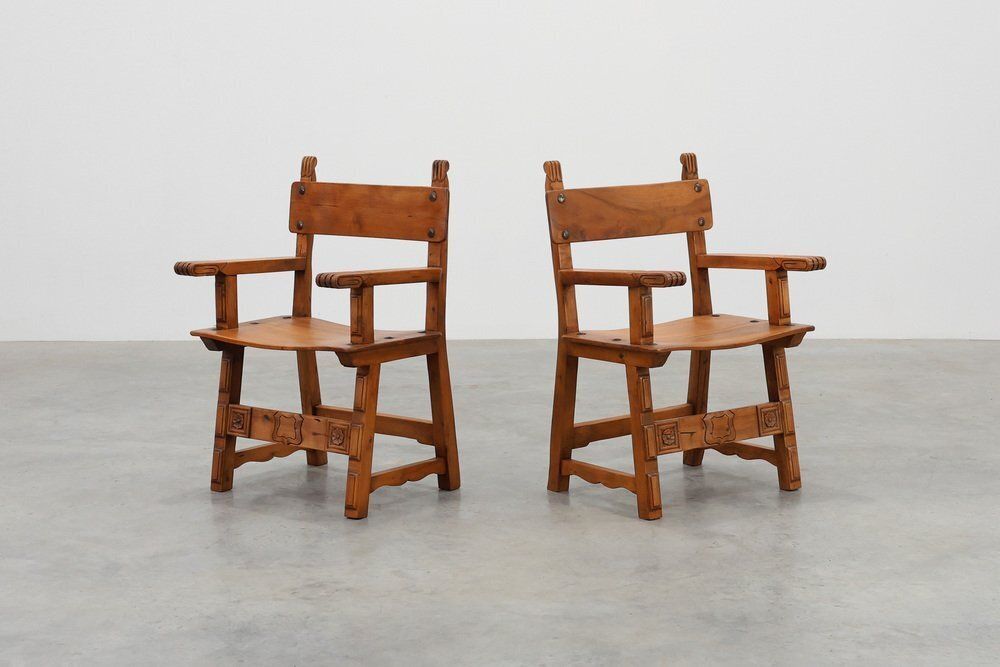 1298.0 Rustic Carved Oak Iberian Side Chair, Spain, 1900 photo