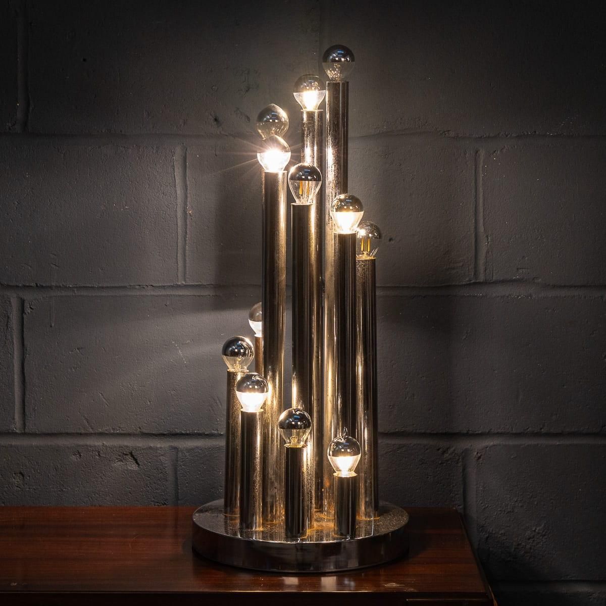 Vintage 20th Century Italian Chrome Multi Light Table Lamp By Reggiani C.1970 photo Lighting