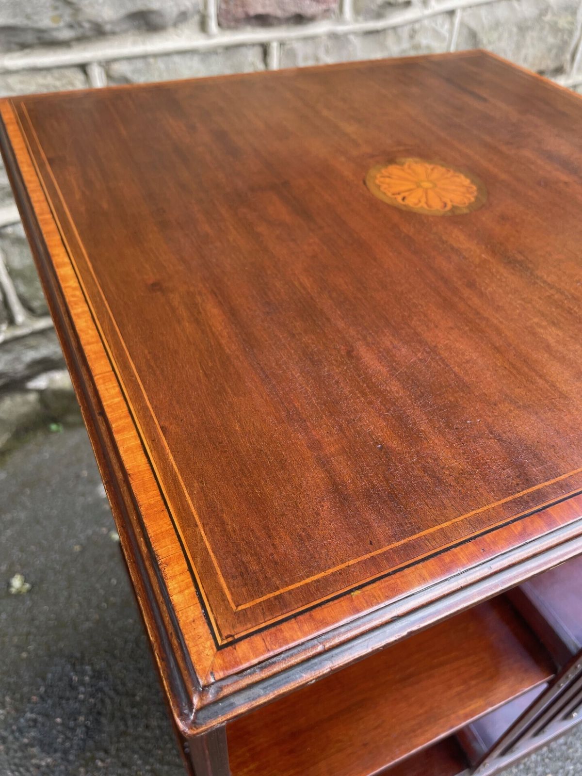 Antique Inlaid Mahogany Revolving Library Bookcase photo buy