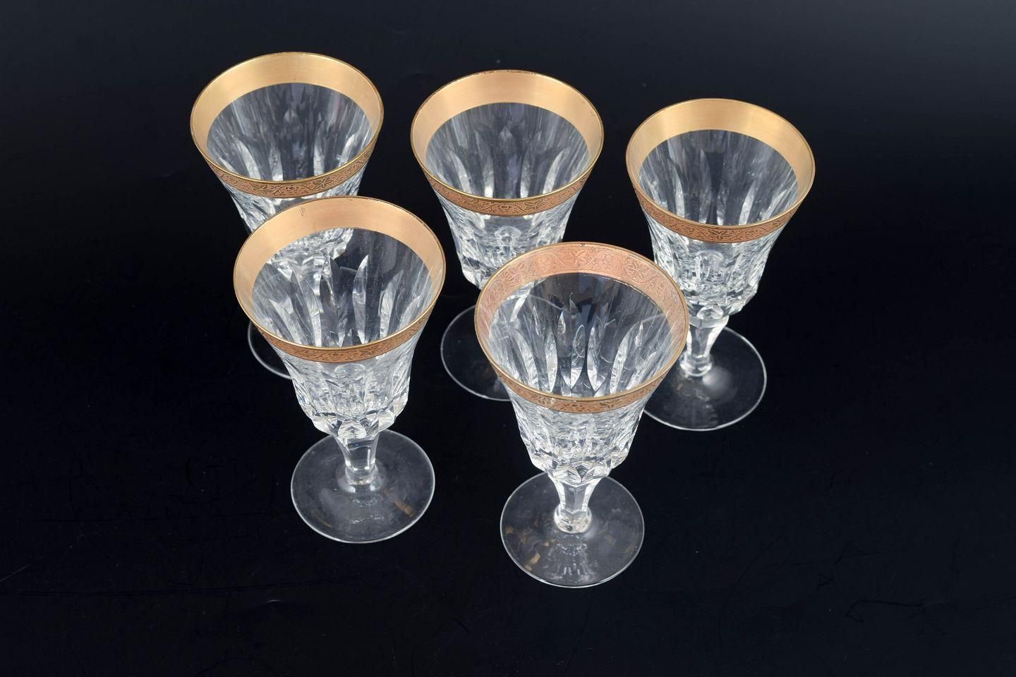 Artemisia. Five Port Wine Glasses In Crystal With 24 Carat Gold Decoration. photo furniture