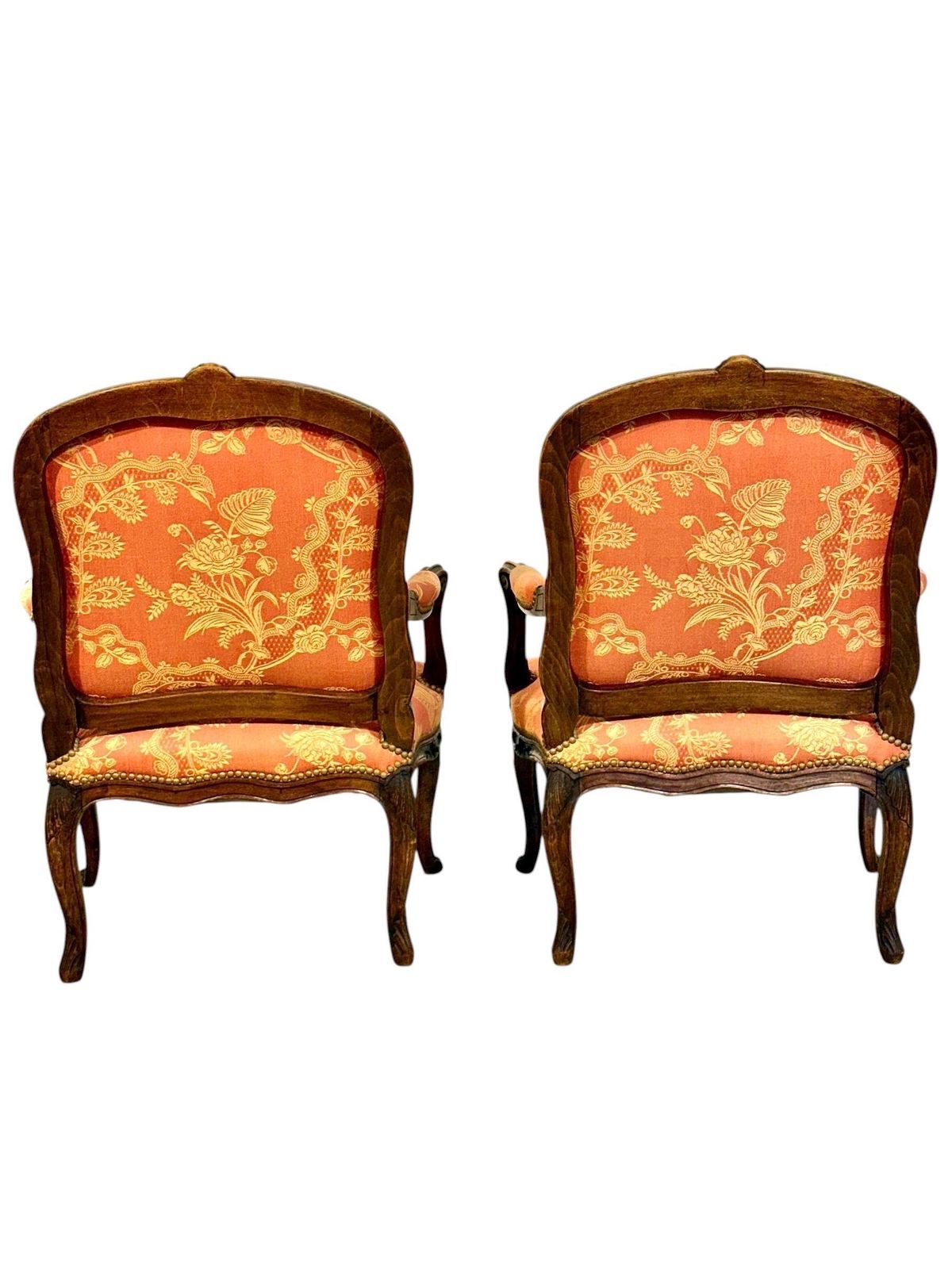 Furniture Pair Of French Louis XV Style Walnut Fauteuils, Circa 1880 photo