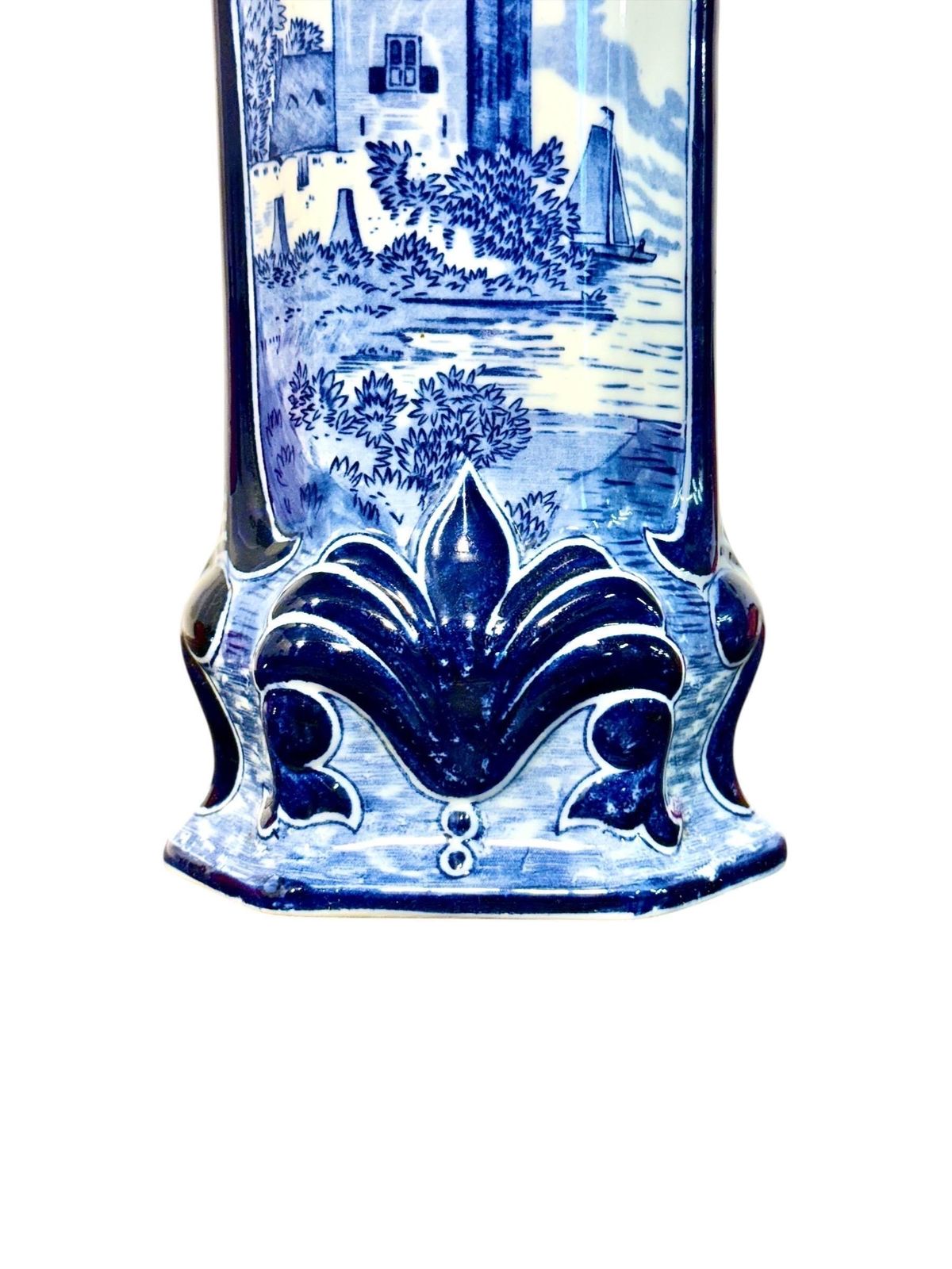 20th Century Delft White & Blue Scenic Faience Vase photo vinterior