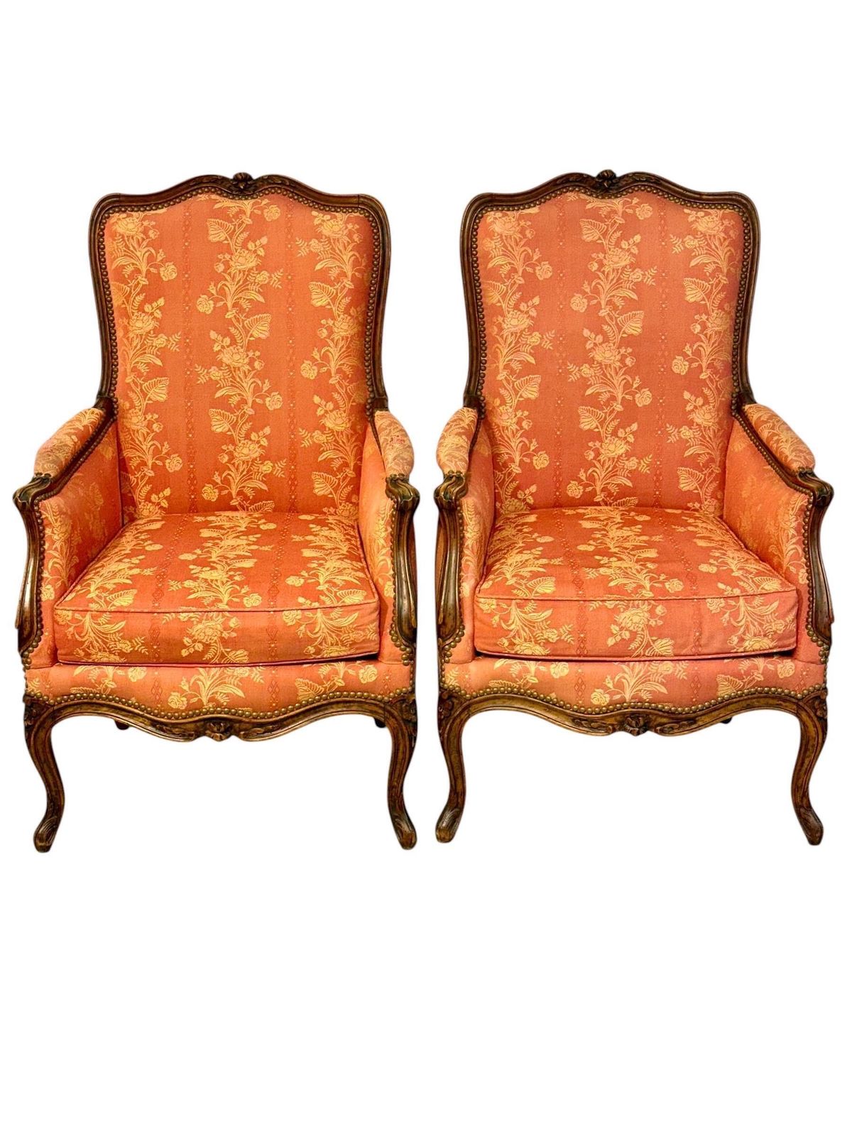 photo furniture Pair Of French Louis XV Style Walnut Bergère Chairs, 19th Century
