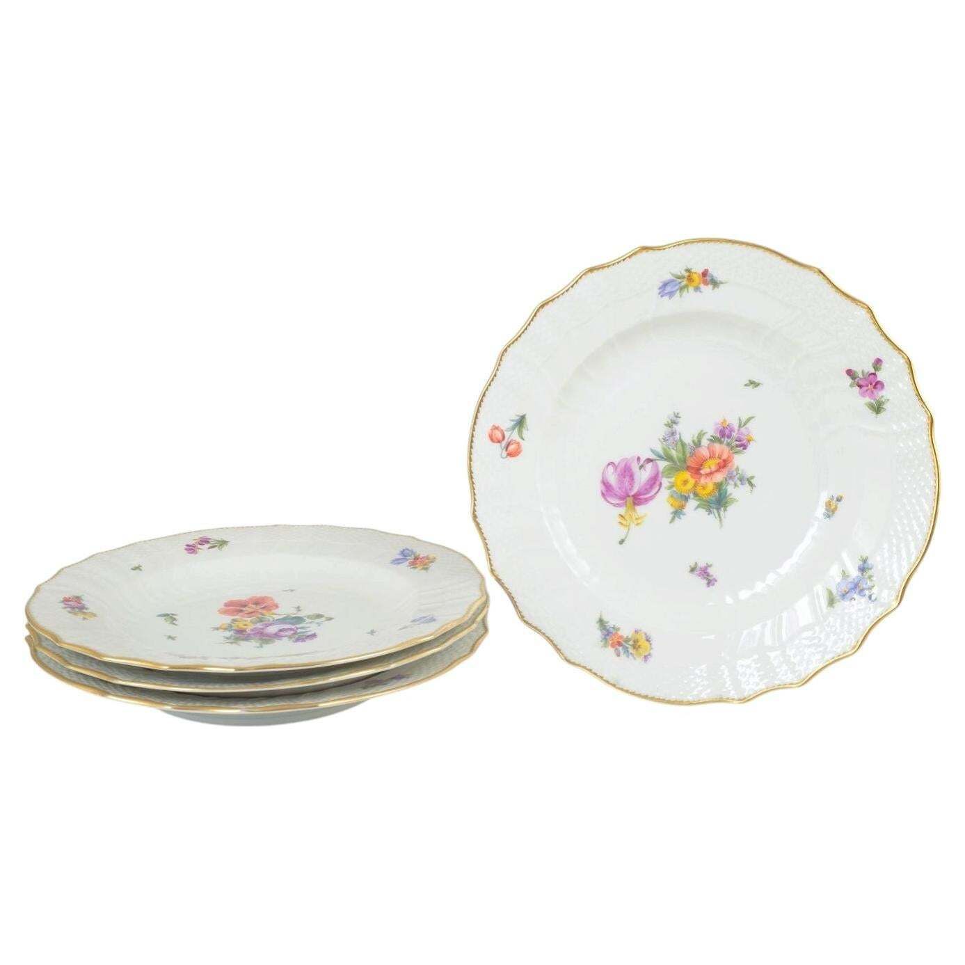 Royal Copenhagen Saxon Flower. Set Of Four Dinner Plates In Porcelain. 1960s