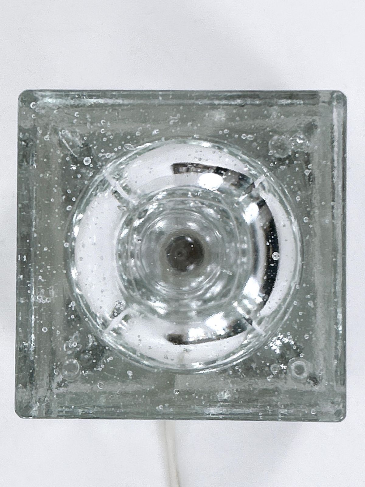 photo vintage Rare Mid Century Modern Hand Blown Ice Glass Cube Table Lamp By Wila Germany