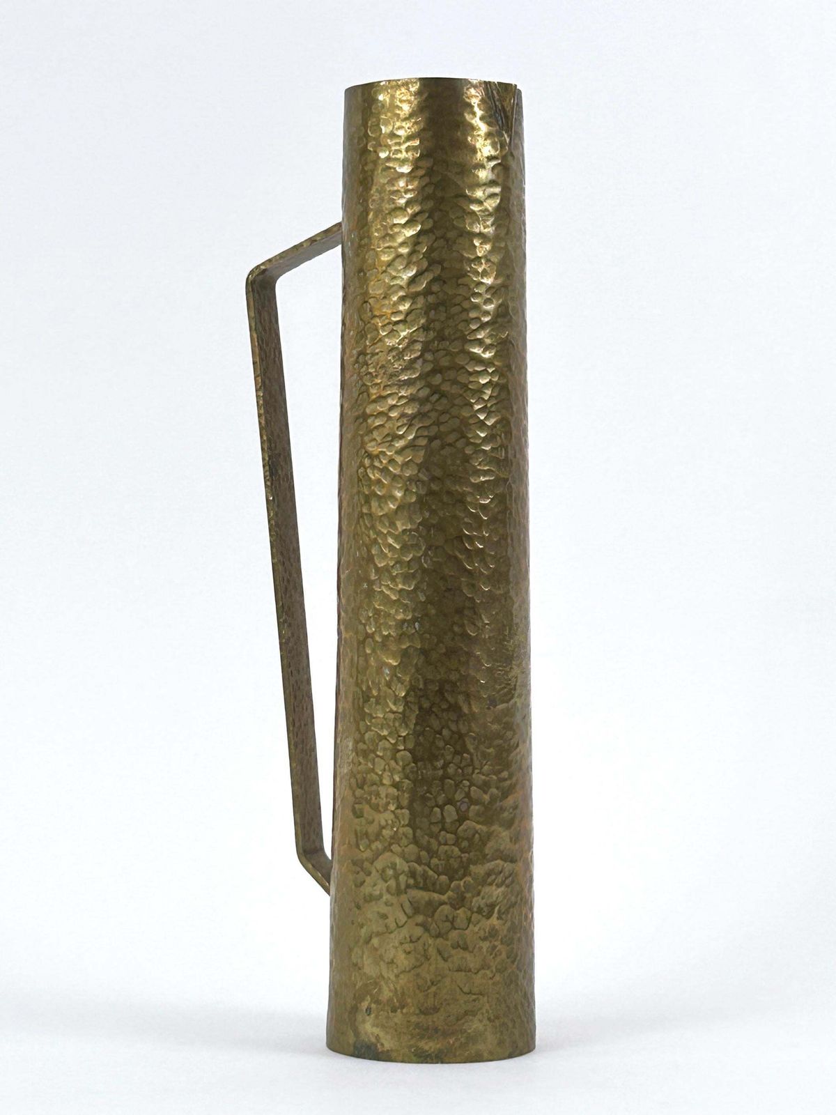 photo furniture Rare Mid Century Hammered Brass Tall Grip Vase Or Watering Can Germany 1960s