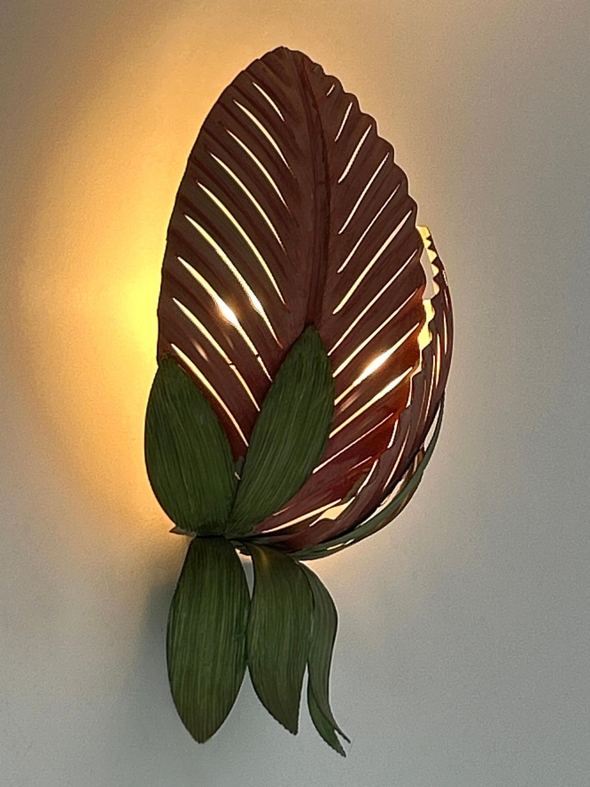 photo vintage Rare Mid Century Double Leaf Floral Sconce By Holländer Leuchten Germany 1970s