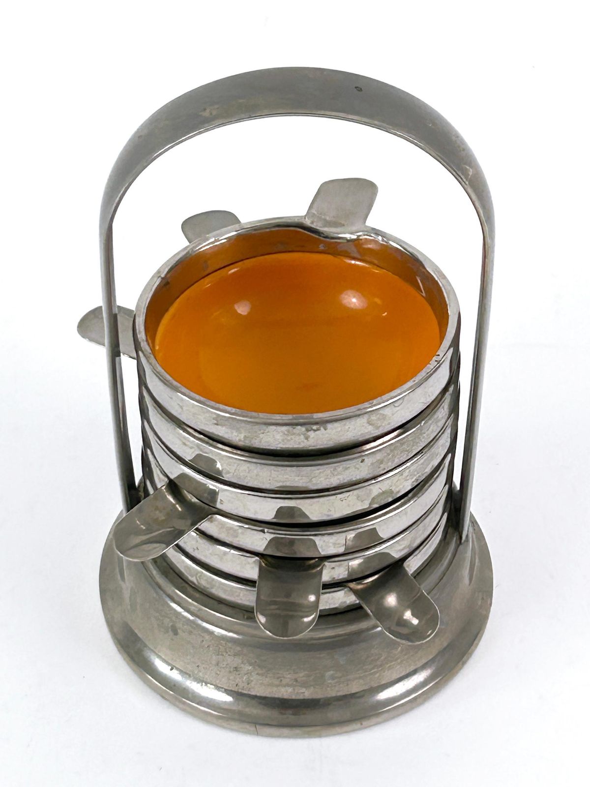 Rare & Lovely Mid Century Modern Small Enameled Ashtray Set Of Six Germany 1960s photo for sale