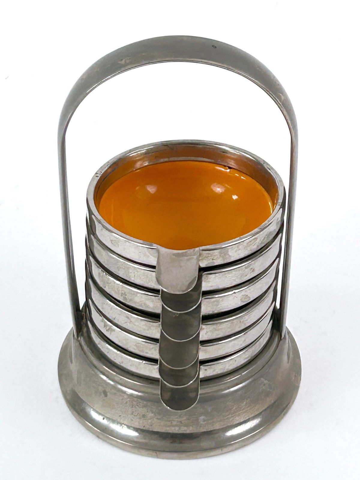 photo vintage Rare & Lovely Mid Century Modern Small Enameled Ashtray Set Of Six Germany 1960s